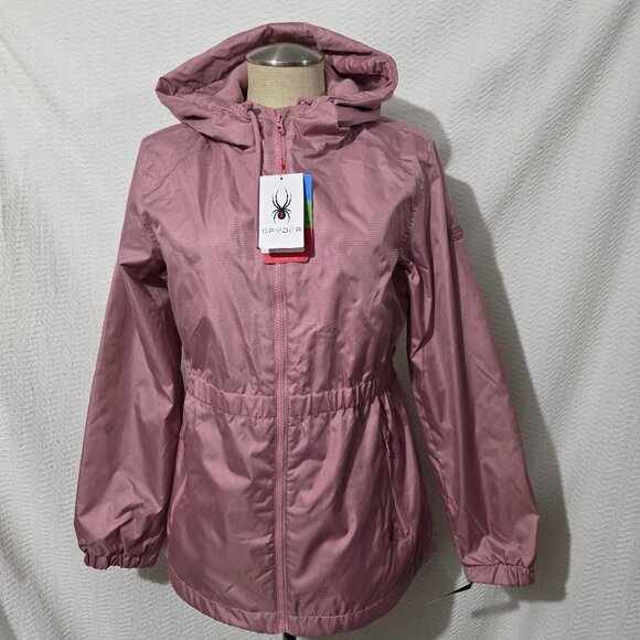 Spyder Jackets & Blazers - NWT Spyder Ashen Lilac Zip Jacket Hooded Logo Fleece Lined Water Resistant M